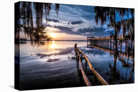 Jacksonville, Fl: Sunset Lights Up the Pier and Canoe Ramp-Brad Beck-Premier Image Canvas