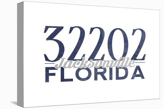 Jacksonville, Florida - 32202 Zip Code (Blue)-Lantern Press-Stretched Canvas