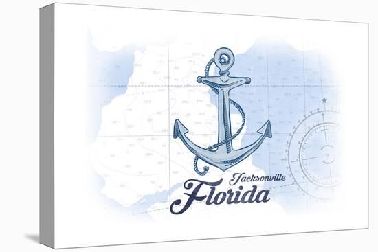 Jacksonville, Florida - Anchor - Blue - Coastal Icon-Lantern Press-Stretched Canvas