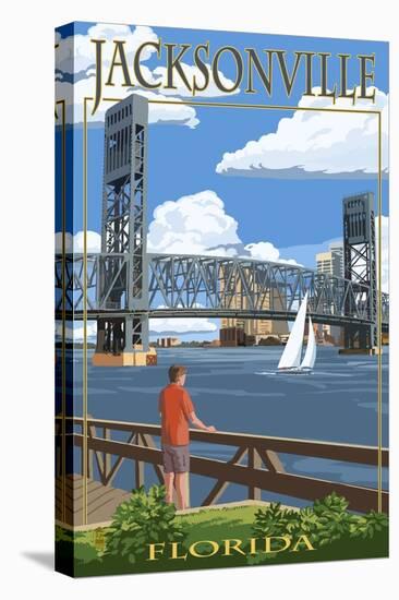 Jacksonville, Florida - Bridge Scene-Lantern Press-Stretched Canvas