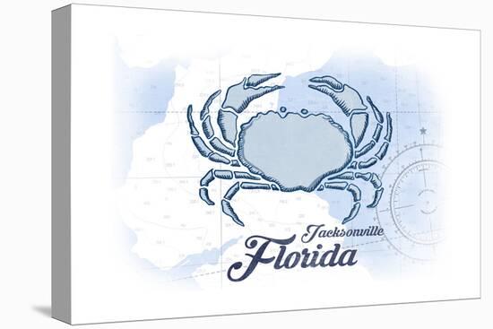Jacksonville, Florida - Crab - Blue - Coastal Icon-Lantern Press-Stretched Canvas