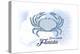 Jacksonville, Florida - Crab - Blue - Coastal Icon-Lantern Press-Stretched Canvas