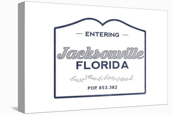 Jacksonville, Florida - Now Entering (Blue)-Lantern Press-Stretched Canvas