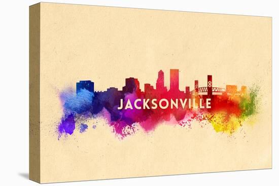 Jacksonville, Florida - Skyline Abstract-Lantern Press-Stretched Canvas