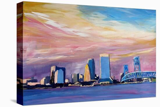 Jacksonville Florida Skyline With Bridge At Sunset-Markus Bleichner-Stretched Canvas