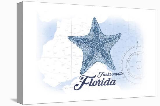 Jacksonville, Florida - Starfish - Blue - Coastal Icon-Lantern Press-Stretched Canvas