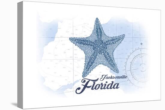 Jacksonville, Florida - Starfish - Blue - Coastal Icon-Lantern Press-Stretched Canvas