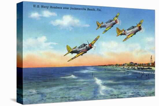 Jacksonville, Florida - US Navy Bombers over the Beach-Lantern Press-Stretched Canvas