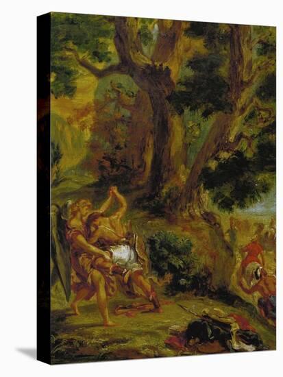 Jacob Fighting the Angel-Eugene Delacroix-Premier Image Canvas