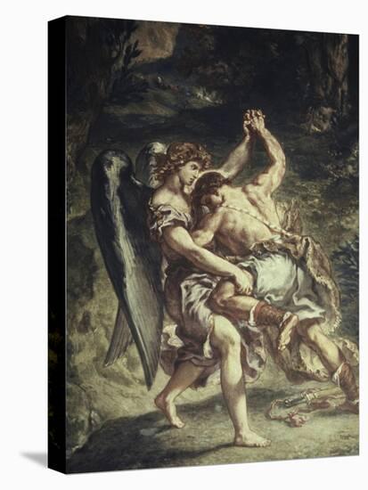 Jacob Wrestles with the Angel-Eugene Delacroix-Premier Image Canvas