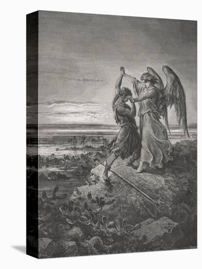 Jacob Wrestling with the Angel, Genesis 32:24-32, Illustration from Dore's 'The Holy Bible',…-Gustave Doré-Premier Image Canvas