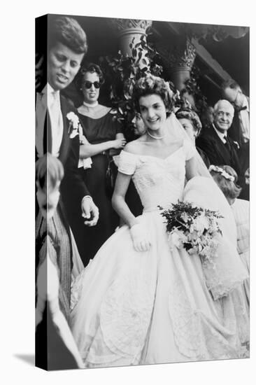 Jacqueline Bouvier Kennedy Emerging from St. Mary's Church on Her Wedding Day, September 12, 1953-null-Stretched Canvas