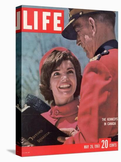 Jacqueline Kennedy Chatting with Canadian Mounted Policeman During Visit with JFK, May 26, 1961-Leonard Mccombe-Premier Image Canvas