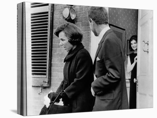 Jacqueline Kennedy, in Doorway of Her Temporary Georgetown Home after Leaving the White House-null-Stretched Canvas