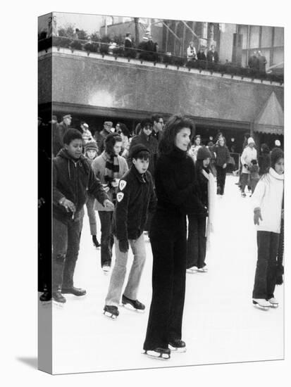 Jacqueline Kennedy Onassis Ice Skating at Rockefeller Center, New York City, Sept 9, 1970-null-Stretched Canvas
