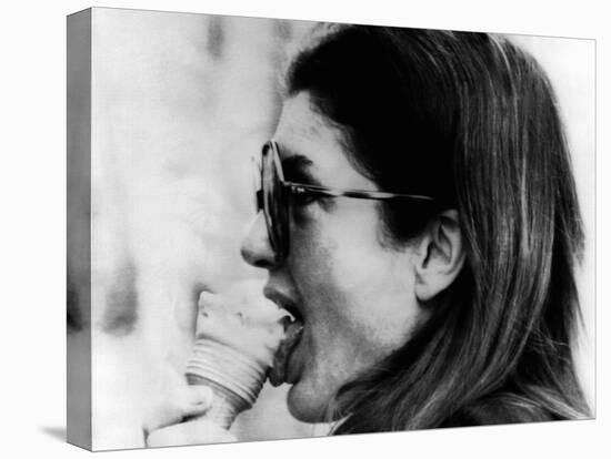 Jacqueline Kennedy Onassis Licks Ice Cream Cone While Shopping in Portofino, Italy, Jun 14, 1971-null-Stretched Canvas