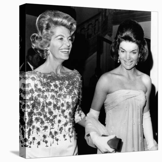 Jacqueline Kennedy with the Wife of the French Ambassador, Nicole Alphand-null-Stretched Canvas