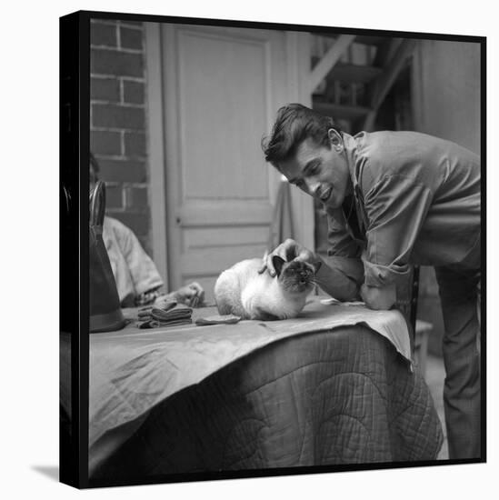 Jacques Brel Cuddling His Cat, September 1959-Marcel Begoin-Premier Image Canvas