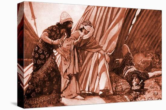Jael showing Barak Sisera lying dead - Bible-James Jacques Joseph Tissot-Premier Image Canvas