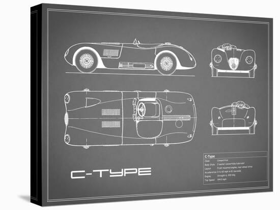 Jaguar C-Type-Grey-Mark Rogan-Stretched Canvas