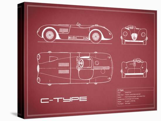 Jaguar C-Type-Maroon-Mark Rogan-Stretched Canvas