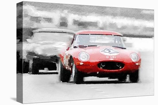 Jaguar E-Type Racing Watercolor-NaxArt-Stretched Canvas