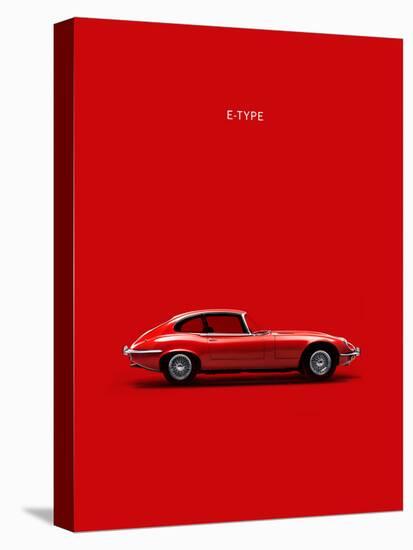 Jaguar E-Type Red-Mark Rogan-Stretched Canvas