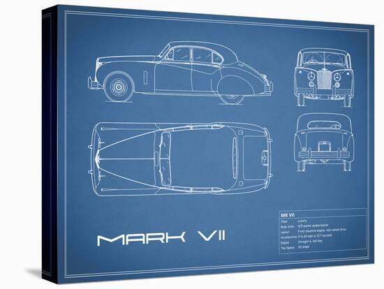 Jaguar MkVII-Blue-Mark Rogan-Stretched Canvas