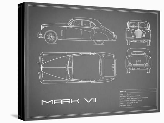 Jaguar MkVII-Grey-Mark Rogan-Stretched Canvas