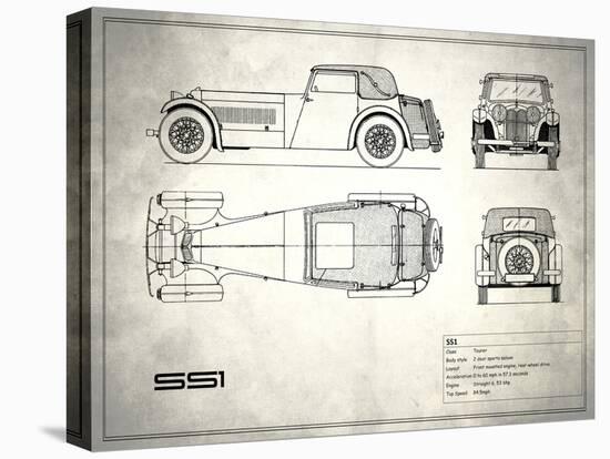 Jaguar SS-100 White-Mark Rogan-Stretched Canvas