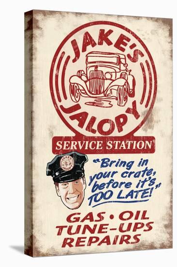 Jakes Jalopy Service Station - Vintage Sign-Lantern Press-Stretched Canvas