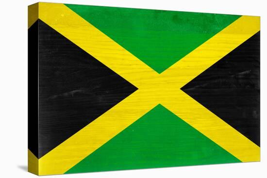 Jamaica Flag Design with Wood Patterning - Flags of the World Series-Philippe Hugonnard-Stretched Canvas