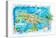 Jamaica Illustrated Travel Map with Roads and Highlights-M. Bleichner-Stretched Canvas