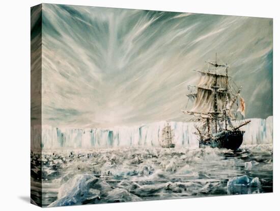 James Clark Ross discovers Antarctic Ice Shelf-Vincent Alexander Booth-Premier Image Canvas