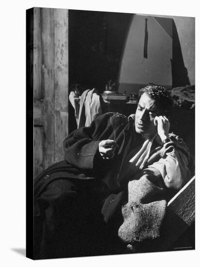 James Mason Sitting on Set of the Movie Odd Man Out-Ian Smith-Premier Image Canvas