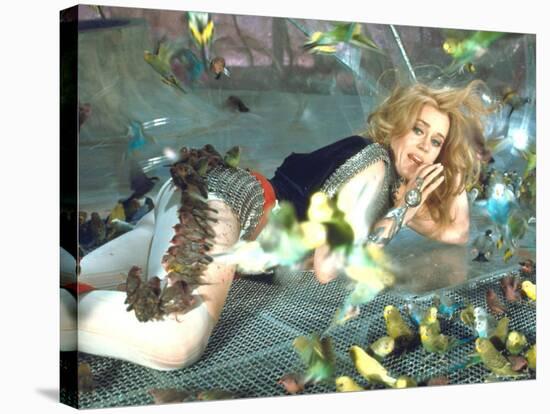 Jane Fonda is Preyed Upon by Parakeets and Finches in Scene from Roger Vadim's "Barbarella"-Carlo Bavagnoli-Premier Image Canvas