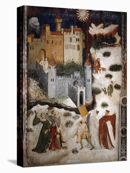 January or Aquarius with Courtiers in Snowball Fight Outside Stenico Castle, c.1400-Venceslao-Premier Image Canvas