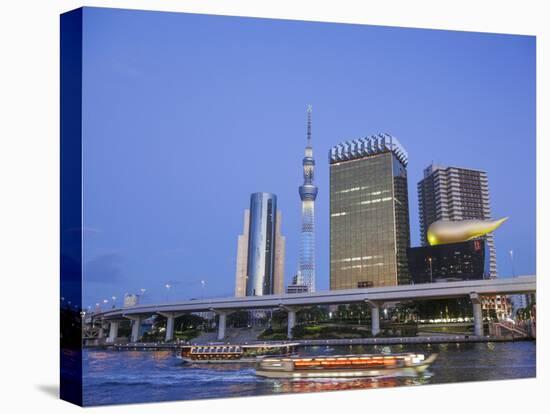 Japan, Honshu, Kanto, Tokyo, Asakusa, Office Buildings and Skytree Tower and Sumidagawa River-Steve Vidler-Premier Image Canvas