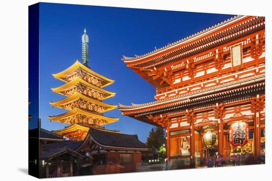 Japan, Honshu, Tokyo, Asakusa,  Sensoji Temple aka Asakusa Kannon Temple, Pagoda and Temple Gate-Steve Vidler-Premier Image Canvas