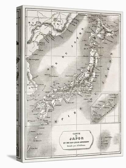 Japan Old Map. Created By Vuillemin And Erhard, Published On Le Tour Du Monde, Paris, 1860-marzolino-Stretched Canvas