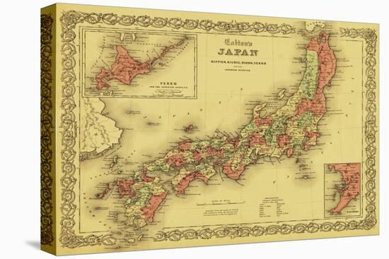 Japan - Panoramic Map-Lantern Press-Stretched Canvas