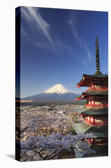 Japan, Yamanashi Prefecture, Fuji-Yoshida, Chureito Pagoda and Mt Fuji During Cherry Blossom Season-Michele Falzone-Premier Image Canvas