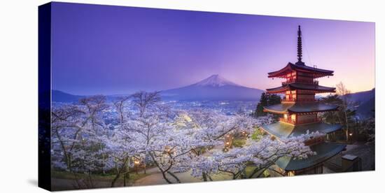 Japan, Yamanashi Prefecture, Fuji-Yoshida, Chureito Pagoda, Mt Fuji and Cherry Blossoms-Michele Falzone-Premier Image Canvas