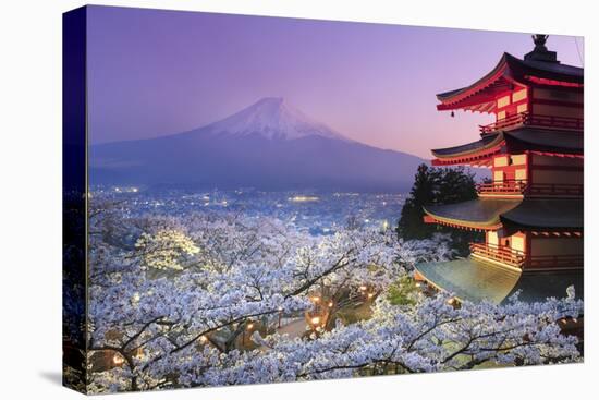 Japan, Yamanashi Prefecture, Fuji-Yoshida, Chureito Pagoda, Mt Fuji and Cherry Blossoms-Michele Falzone-Premier Image Canvas