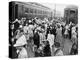 Japanese-American Internees Waiting to Board Train to Santa Anita, Los Angeles, c.1942-null-Stretched Canvas