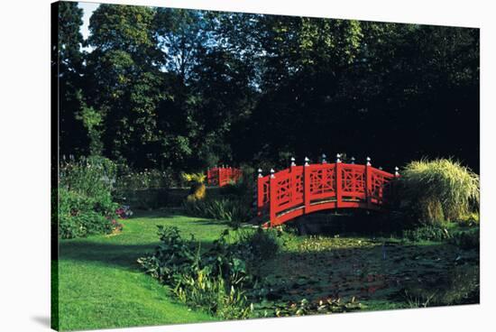 Japanese Bridge over Waterlilies Pond-null-Stretched Canvas