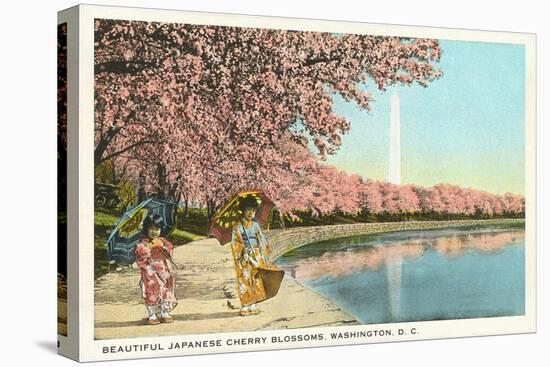 Japanese Children, Cherry Blossoms, Washington D.C.-null-Stretched Canvas