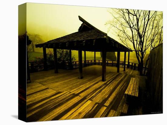 Japanese Gazebo on Deck overlooking Water and Hills-Jan Lakey-Premier Image Canvas