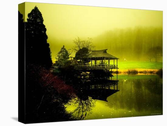 Japanese Gazebo with Views of Hills and Water-Jan Lakey-Premier Image Canvas