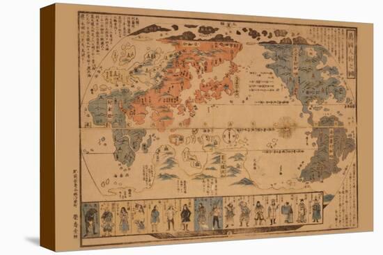 Japanese Map of the World; People of Many Nations-null-Stretched Canvas